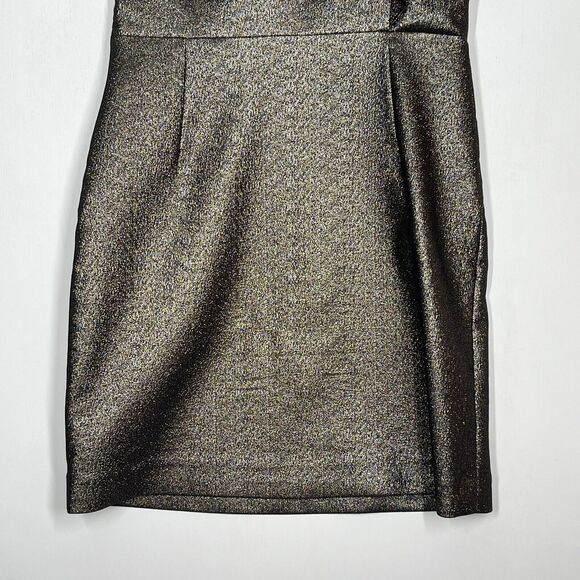 VERONICA BEARD Ensley Dress Womens Size 6 One Shoulder Black Gold Metallic - Picture 7 of 10